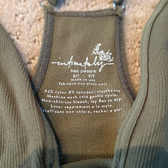 Free People Intimately Olive Green Bodysuit. Size XS/S - Picture 2 of 4